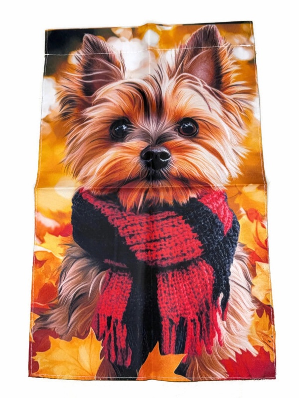 Yorkshire Terrier Dog in Red and Black Scarf Garden Flag